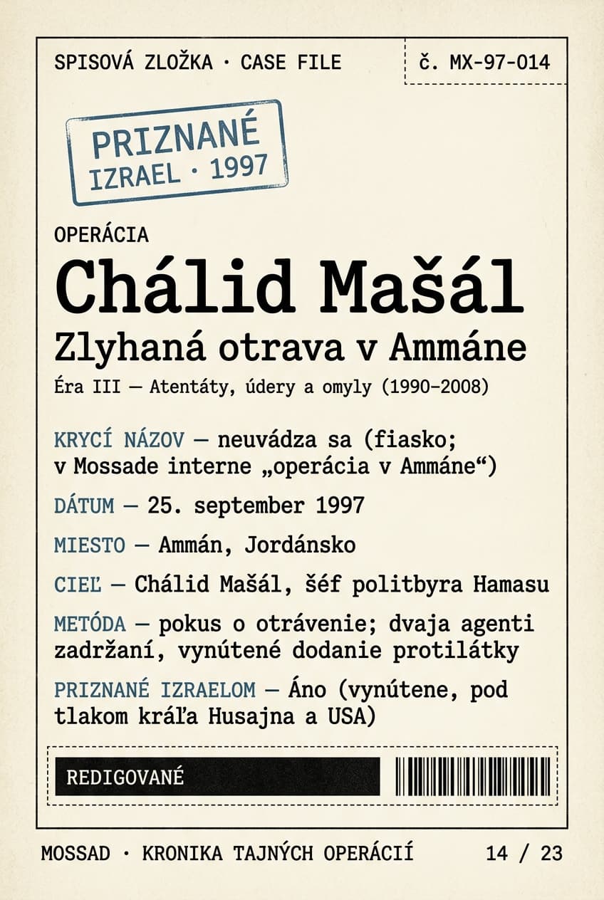 Chálid Mašál: zlyhaná otrava v Ammáne