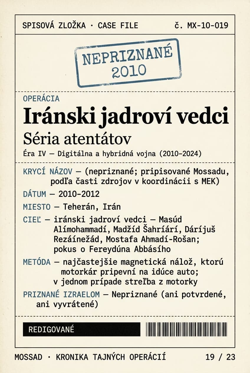 Iránski jadroví vedci: séria atentátov